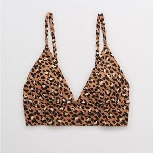 Aerie Leopard Longline Triangle Bikini Top | Size XXL